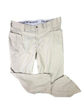 Duluth Trading Pants Mens 42x30 Beige Flex Dry On The Fly Cargo Stretch Nylon